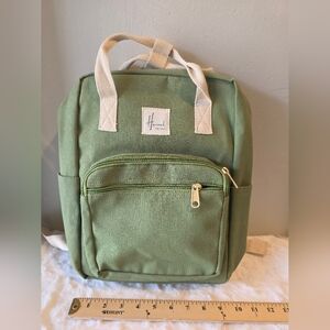 Green Canvas Backpack with Front Pocket